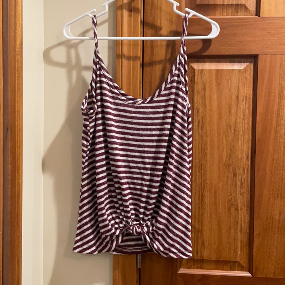 SO Striped Red and White Tank Top Size Medium
